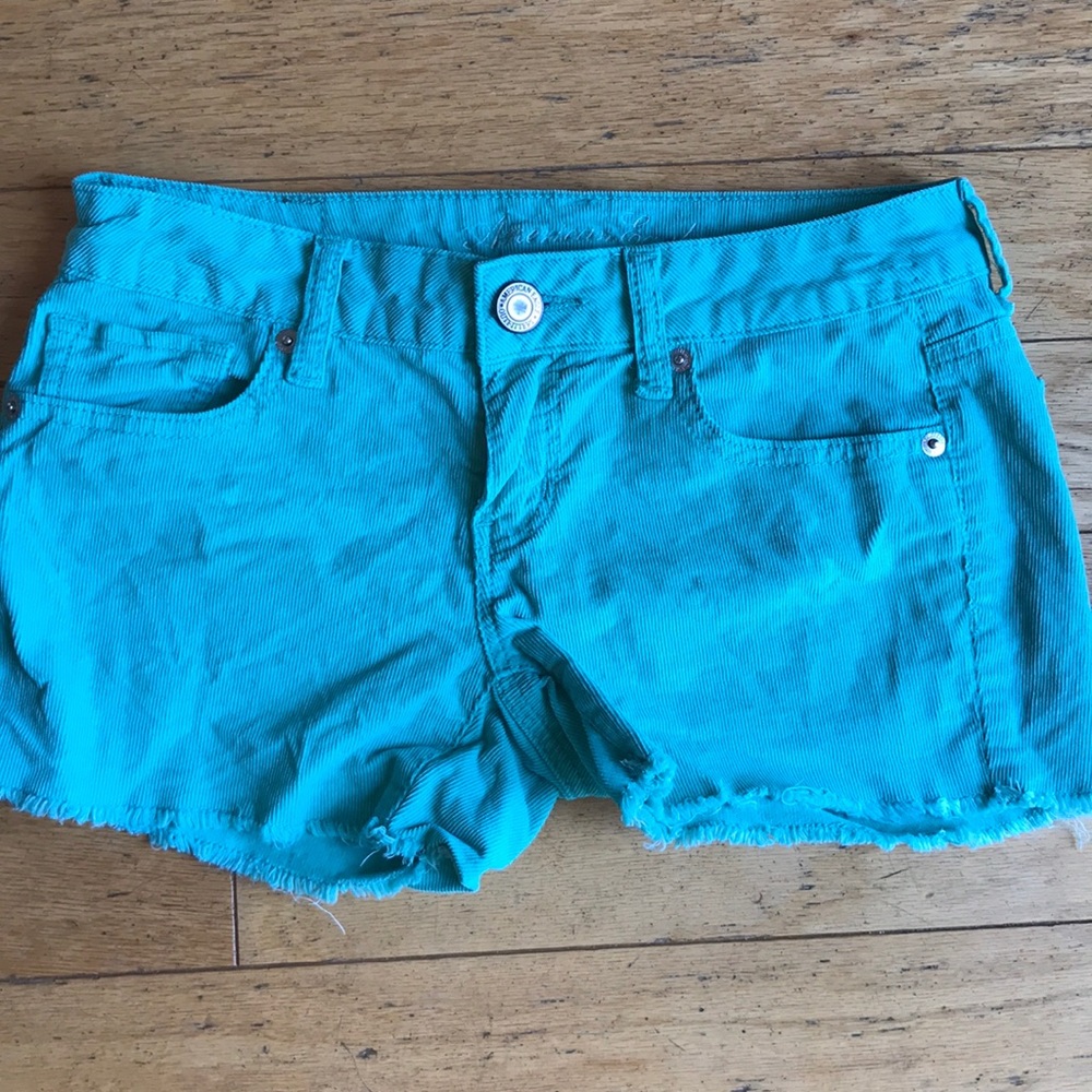 Teal corduroy American Eagle shorts